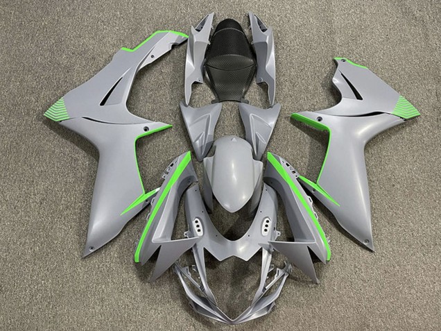 2011-2024 Suzuki GSXR 600 / GSXR 750 Motorcycle Fairings - Matte Nardo Grey Green Accents UK