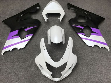 Best 2004-2005 Suzuki GSXR 600 / GSXR 750 Motorcycle Fairings - White Purple Matte Black UK
