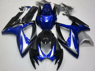 Best 2006-2007 Suzuki GSXR 600 / GSXR 750 Motorcycle Fairings - Blue Silver Glossy Black OEM Style UK