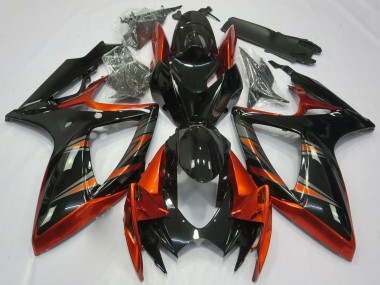 Best 2006-2007 Suzuki GSXR 600 / GSXR 750 Motorcycle Fairings - Orange Glossy Black UK