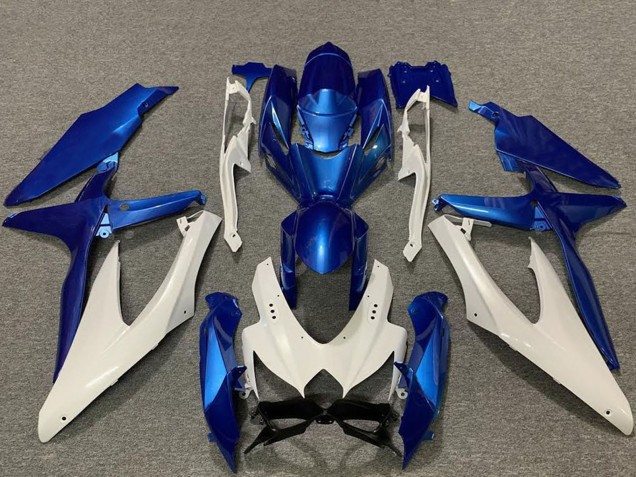 2008-2010 Suzuki GSXR 600 / GSXR 750 Motorcycle Fairings - White Blue UK