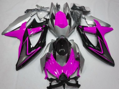 Best 2008-2010 Suzuki GSXR 600 / GSXR 750 Motorcycle Fairings - Silver Pink Glossy Black UK