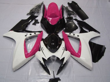 Best 2006-2007 Suzuki GSXR 600 / GSXR 750 Motorcycle Fairings - Pink White Glossy Black Star UK