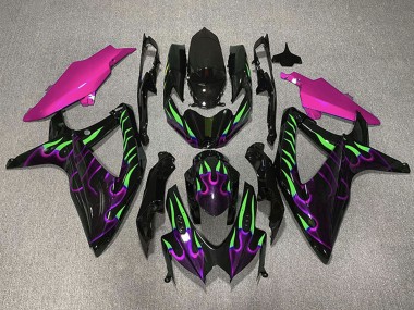 Best 2008-2010 Suzuki GSXR 600 / GSXR 750 Motorcycle Fairings - Glossy black Pink Purple Green Flame UK