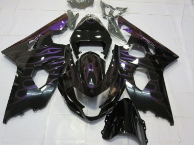 Best 2004-2005 Suzuki GSXR 600 / GSXR 750 Motorcycle Fairings - Glossy Black Purple Flame UK