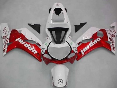 Best 2001-2003 Suzuki GSXR 600 / GSXR 750 Motorcycle Fairings - White Red Jordan Dunlop UK