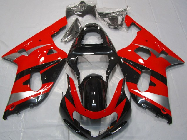 2001-2003 Suzuki GSXR 600 / GSXR 750 Motorcycle Fairings - Red Silver Glossy Black OEM Style UK