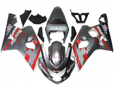 Best 2004-2005 Suzuki GSXR 600 / GSXR 750 Motorcycle Fairings - Silver Red MoviStar UK