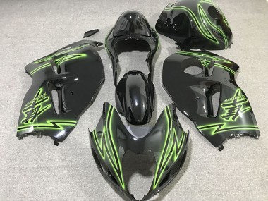 Best 1996-2007 Suzuki GSXR 1300 Motorcycle Fairings - Glossy Black Green Lightning UK