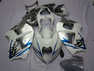 Best 1996-2007 Suzuki GSXR 1300 Motorcycle Fairings - White Silver Blue UK