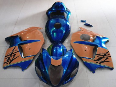 Best 1996-2007 Suzuki GSXR 1300 Motorcycle Fairings - Glossy Blue and Desert Tan UK
