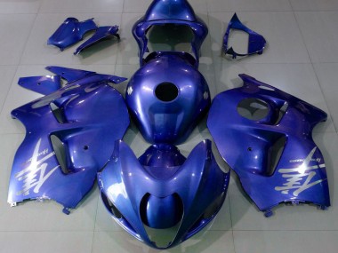Best 1996-2007 Suzuki GSXR 1300 Motorcycle Fairings - Glossy Blue Silver Logo UK