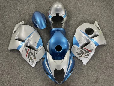Best 1996-2007 Suzuki GSXR 1300 Motorcycle Fairings - Glossy Light Blue and Silver UK