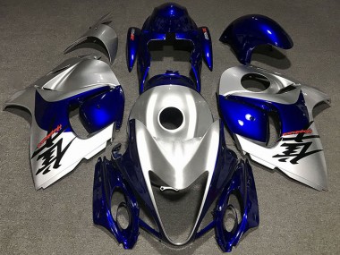 Best 2008-2020 Suzuki GSXR 1300 Motorcycle Fairings - Glossy Silver and Blue UK
