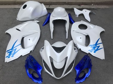 Best 2008-2020 Suzuki GSXR 1300 Motorcycle Fairings - Glossy White Blue UK