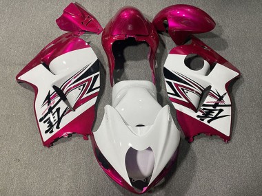 Best 1996-2007 Suzuki GSXR 1300 Motorcycle Fairings - Glossy White Pink UK