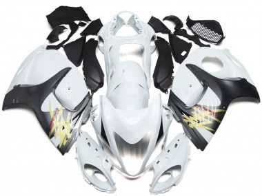 Best 2008-2020 Suzuki GSXR 1300 Motorcycle Fairings - Glossy White with Silver Style UK