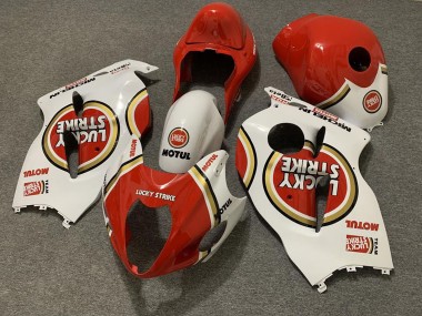 Best 1996-2007 Suzuki GSXR 1300 Motorcycle Fairings - White Red Lucky Strike UK