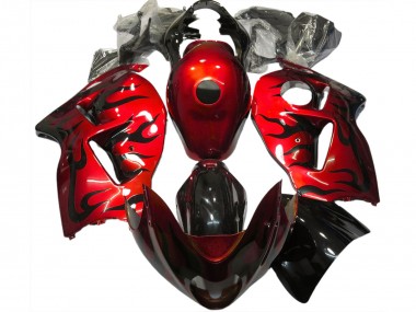 Best 1996-2007 Suzuki GSXR 1300 Motorcycle Fairings - Red Black Flame UK