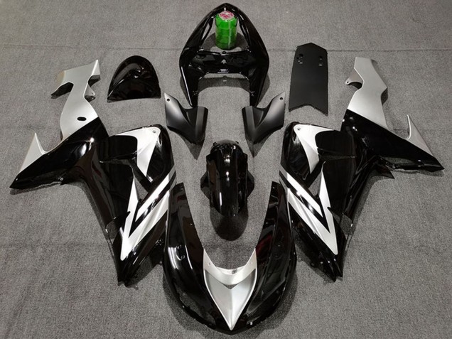 2006-2007 Kawasaki ZX10R Motorcycle Fairings - Glossy Black Silver UK