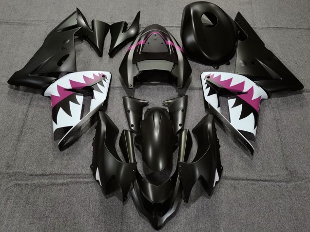 2004-2005 Kawasaki ZX10R Motorcycle Fairings - Matte Black and Pink Shark UK