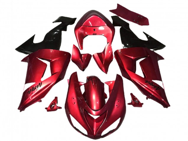 2006-2007 Kawasaki ZX10R Motorcycle Fairings - Red Glossy Black UK
