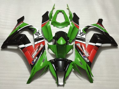 Best 2011-2015 Kawasaki ZX10R Motorcycle Fairings - Green Red White Black Elf Motocard 66 UK