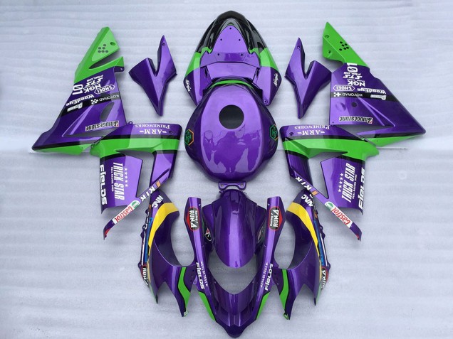 2004-2005 Kawasaki ZX10R Motorcycle Fairings - Green Purple Trick Star UK