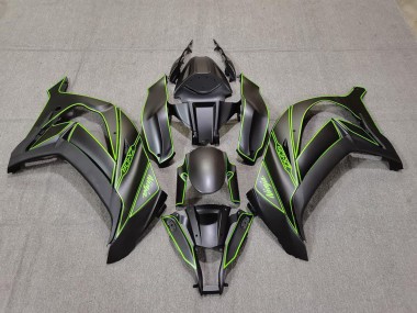 Best 2011-2015 Kawasaki ZX10R Motorcycle Fairings - Matte Black Green Lining UK