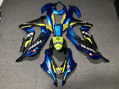 Best 2016-2020 Kawasaki ZX10R Motorcycle Fairings - Metallic Blue Yellow Shark 46 UK