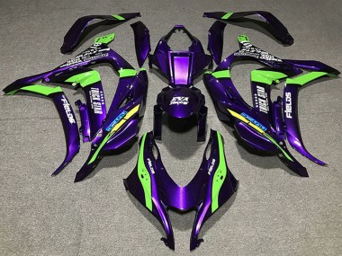 Best 2016-2020 Kawasaki ZX10R Motorcycle Fairings - Purple Green White Trick Star Eva Racing UK
