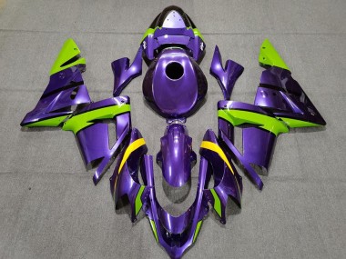 Best 2004-2005 Kawasaki ZX10R Motorcycle Fairings - Purple Green and Yellow UK