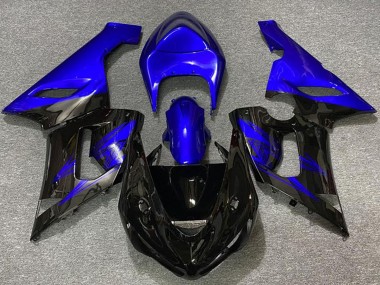 Best 2005-2006 Kawasaki ZX6R Motorcycle Fairings - Blue Glossy Black UK