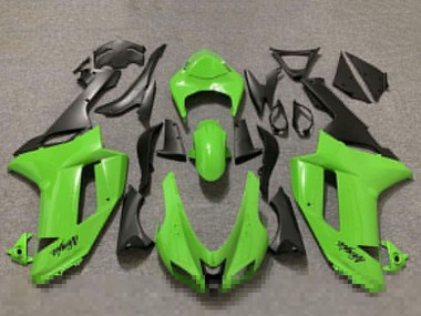 Best 2007-2008 Kawasaki ZX6R Motorcycle Fairings - Glossy Green and Matte Black UK