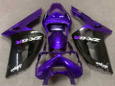 Best 2003-2004 Kawasaki ZX6R Motorcycle Fairings - Purple Glossy Black UK