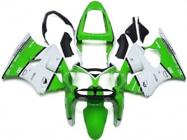 Best 2000-2002 Kawasaki ZX6R Motorcycle Fairings - White Green Black Bridgestone Silkolene UK