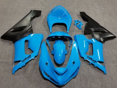 Best 2005-2006 Kawasaki ZX6R Motorcycle Fairings - Vibrant Blue Matte Black UK