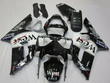 Best 2003-2004 Kawasaki ZX6R Motorcycle Fairings - Glossy Black White West UK