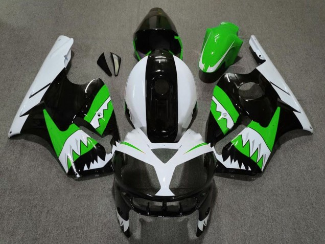 2002-2006 Kawasaki ZX12R Motorcycle Fairings - Green Black White Shark UK