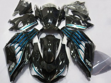 Best 2012-2024 Kawasaki ZX14R Motorcycle Fairings - Glossy Black Light Blue UK