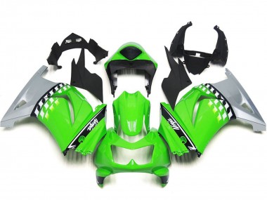 Best 2008-2012 Kawasaki Ninja 250 Motorcycle Fairings - Green Silver Black UK