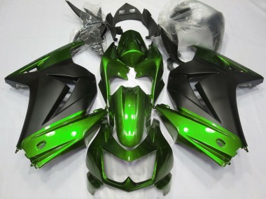 Best 2008-2012 Kawasaki Ninja 250 Motorcycle Fairings - Green Matte Black UK