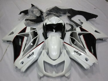 Best 2008-2012 Kawasaki Ninja 250 Motorcycle Fairings - White Glossy Black UK