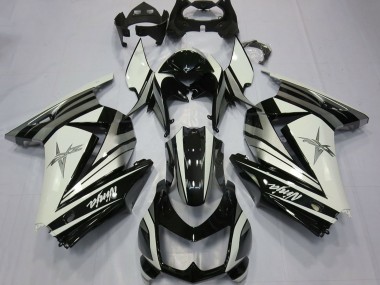 Best 2008-2012 Kawasaki Ninja 250 Motorcycle Fairings - White Silver Star Glossy Black UK