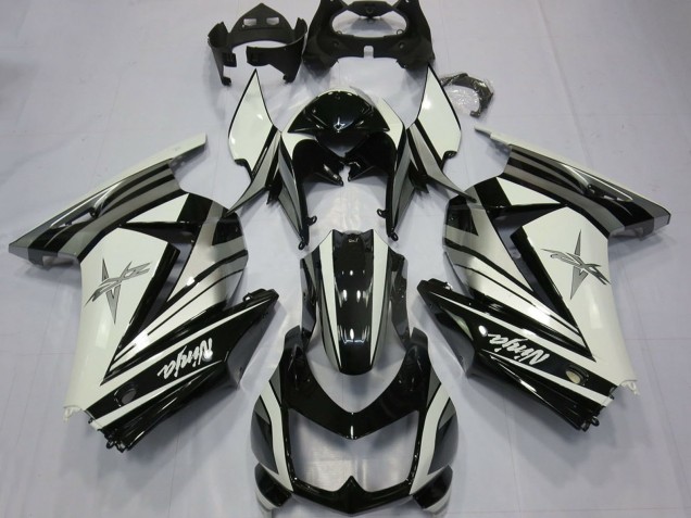 2008-2012 Kawasaki Ninja 250 Motorcycle Fairings - White Silver Star Glossy Black UK