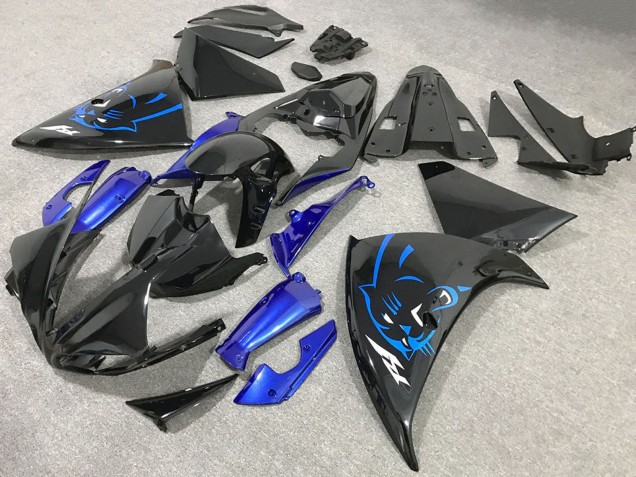 2009-2011 Yamaha R1 Motorcycle Fairings - Glossy Black Blue Panther UK