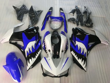 Best 2015-2018 Yamaha R3 Motorcycle Fairings - White Blue Glossy Black Shark UK