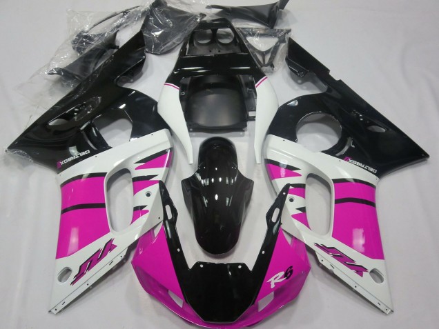 1998-2002 Yamaha R6 Motorcycle Fairings - White Pink Glossy Black UK