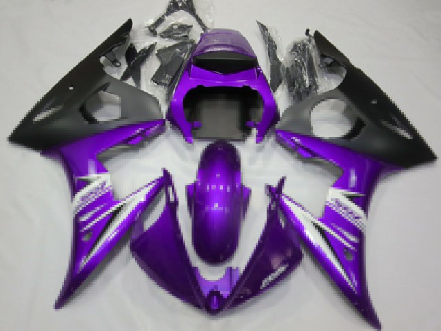 2003-2004 Yamaha R6 Motorcycle Fairings - Purple White Matte Black UK