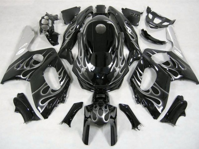 1996-2007 Yamaha YZF600R Thundercat Motorcycle Fairings - Glossy Black Silver Flame UK